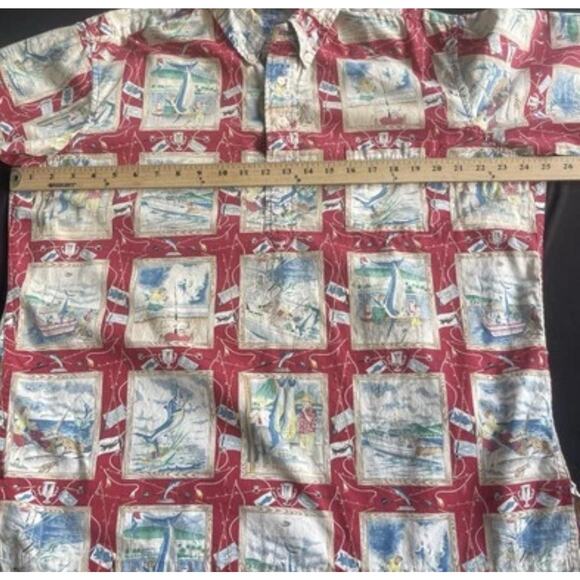 Vintage Reyn Spooner Shirt Mens Large Fishing Boats Marlin Hawaiian Aloha 90s - Picture 8 of 11